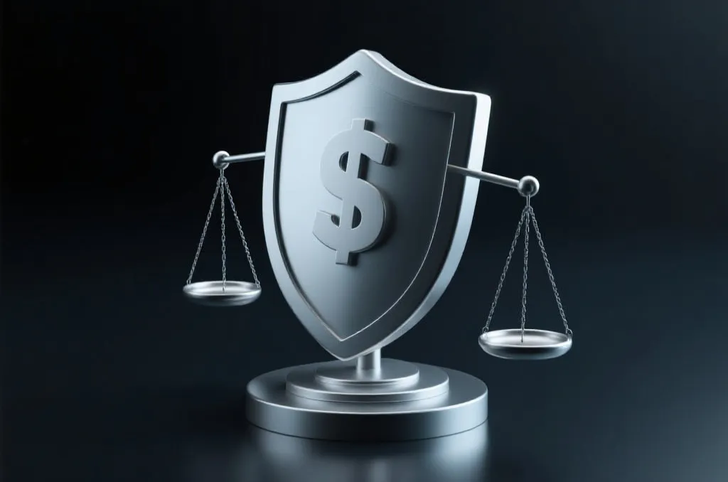 象征金融风险管理与理性平衡的3D概念图